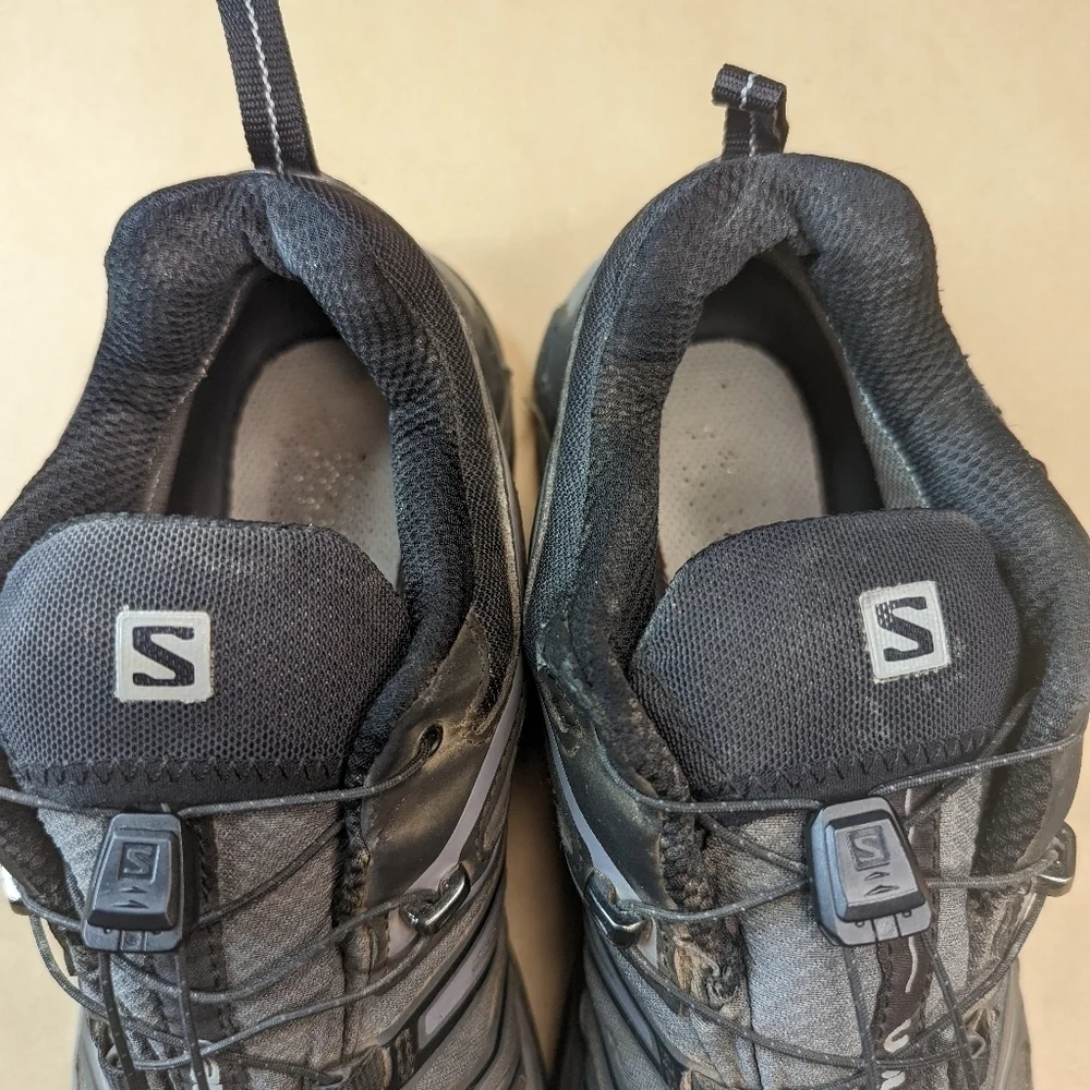 Salomon X Ultra Mid Gortex Black Gray Hiking Boots  Ortholite Men's Size 10The